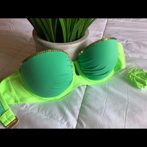 Victoria’s Secret green sequin strapless swim